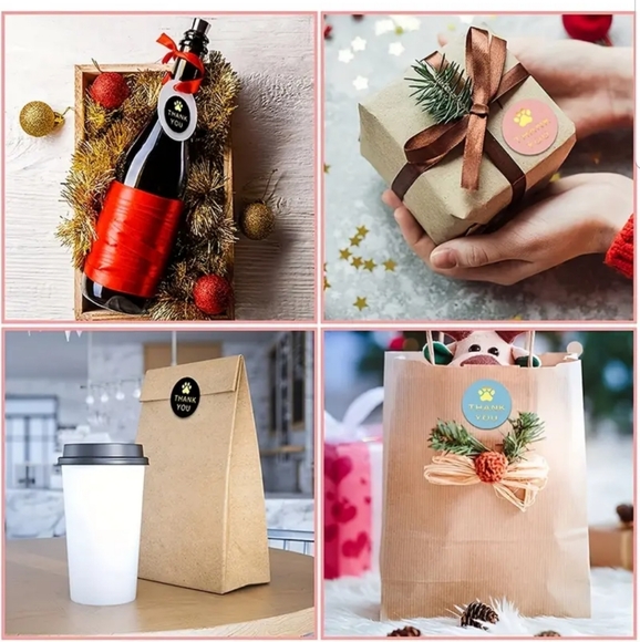 1" 500pcs Multi Color Round Thank You Stickers with Paw Print - Picture 3 of 3